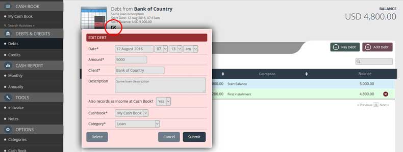 edit debt