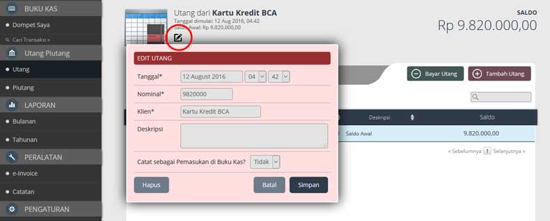 edit utang